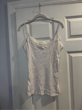 Aeropostale White Lace-Trim Camisole Tank